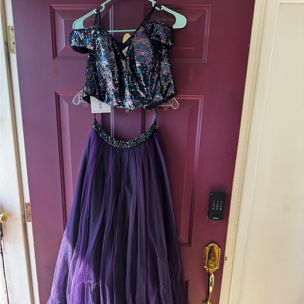Sequin Crop Top and Purple Tulle Skirt Set